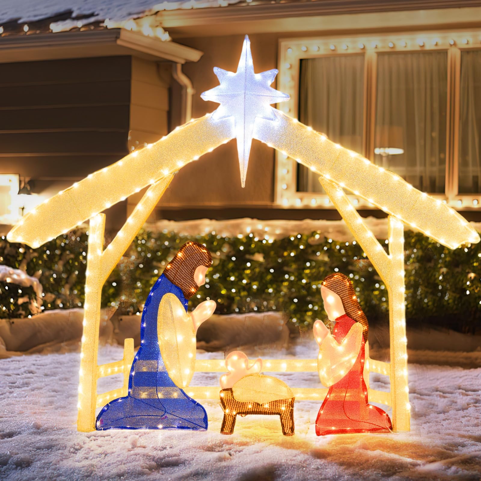 Crèche de Noël lumineuse Tangkula de 1,43 m